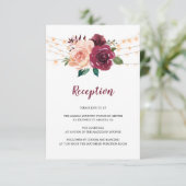 Dusty Rose Burgundy Floral Wedding Reception Begleitkarte (Stehend Vorderseite)