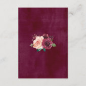 Dusty Rose Burgundy Floral Wedding Reception Begleitkarte (Rückseite)