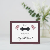 Dusty Rose Burgundy Trauzeuge Request Card Postkarte (Stehend Vorderseite)