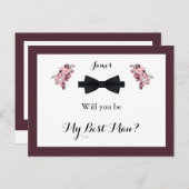 Dusty Rose Burgundy Trauzeuge Request Card Postkarte (Vorne/Hinten)