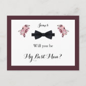 Dusty Rose Burgundy Trauzeuge Request Card Postkarte (Vorderseite)