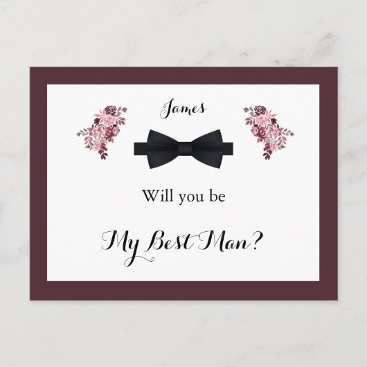 Dusty Rose Burgundy Trauzeuge Request Card Postkarte (Vorderseite)