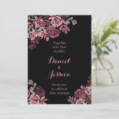 Dusty Rose Burgundy Wedding Einladung (Stehend Vorderseite)