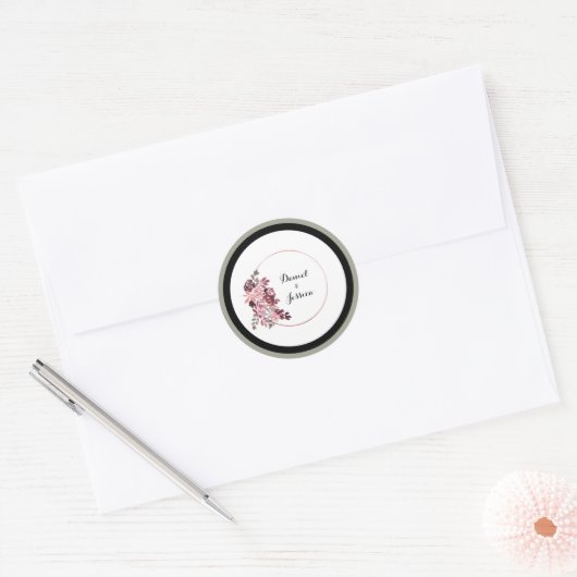 Dusty Rose & Burgundy Wedding Sticker (Umschlag)