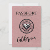 Dusty Rose California Passport Wedding Einladung (Rückseite)