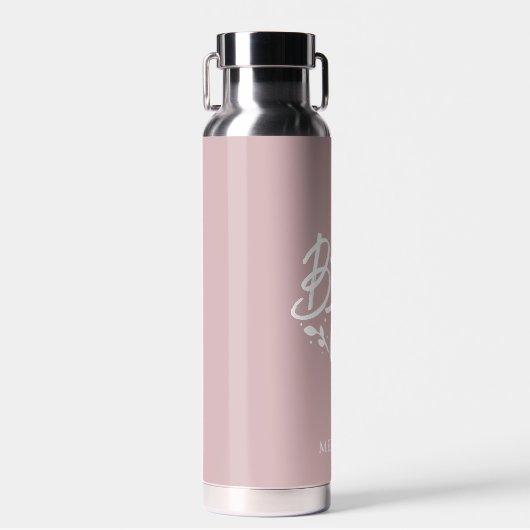Dusty Rose Calligraphy Bride Tribe Bachelorette Trinkflasche (Vorne)