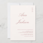 Dusty Rose Calligraphy Modern QR Code Wedding Einladung (Vorderseite)