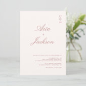 Dusty Rose Calligraphy Modern QR Code Wedding Einladung (Stehend Vorderseite)