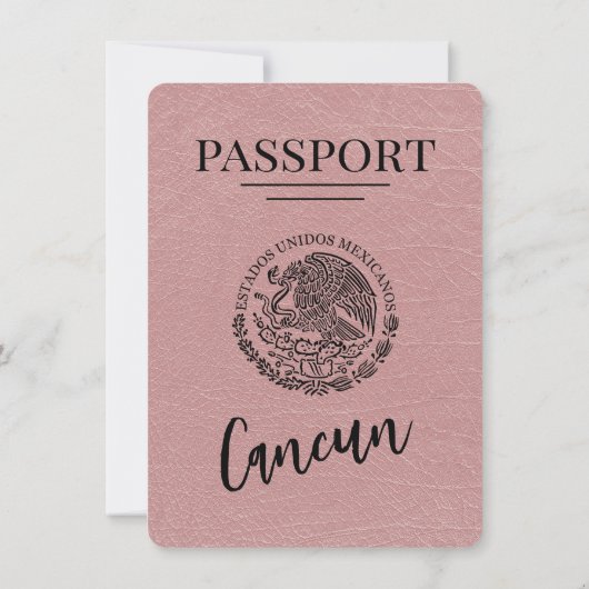 Dusty Rose Cancun Pass Save the Date (Rückseite)