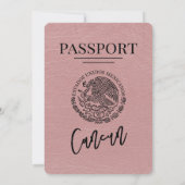 Dusty Rose Cancun Passport Wedding Einladung (Rückseite)