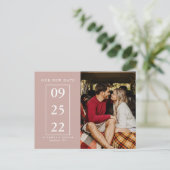 Dusty Rose Change Date Foto Hochzeitstag Postkarte (Stehend Vorderseite)