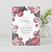 Dusty Rose & Charcoal Gray Floral Wedding Photo Einladung (Stehend Vorderseite)
