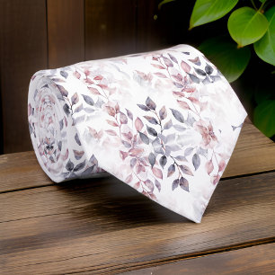 Dusty Rose Charcoal Gray Watercolor Botanische Kra Krawatte