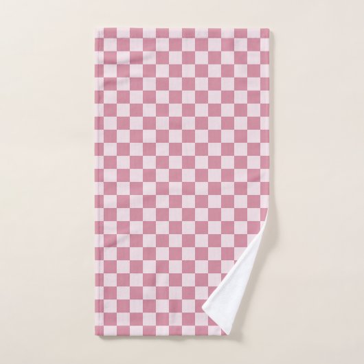 Dusty rose checkerboard pattern badhandtuch set (Handtuch)