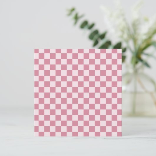 Dusty rose checkerboard pattern dankeskarte (Stehend Vorderseite)