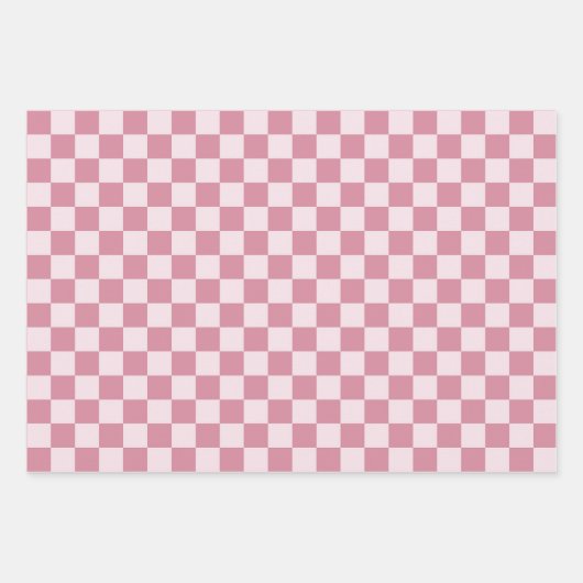 Dusty rose checkerboard pattern geschenkpapier set (Vorderseite 3)