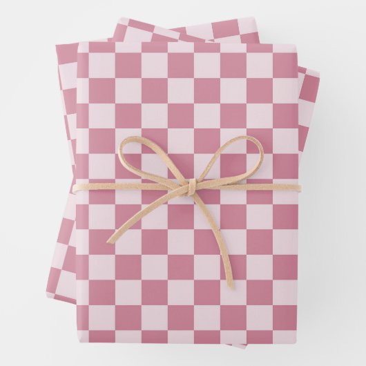 Dusty rose checkerboard pattern geschenkpapier set (Beispiel)