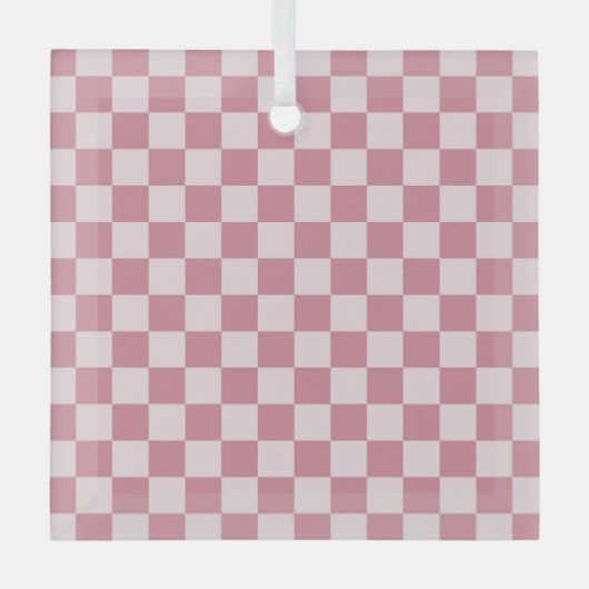 Dusty rose checkerboard pattern ornament aus glas (Vorderseite)