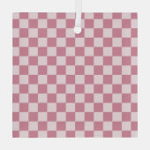 Dusty rose checkerboard pattern ornament aus glas (Rückseite)