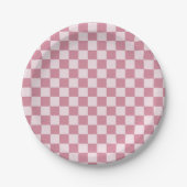 Dusty rose checkerboard pattern pappteller (Vorderseite)