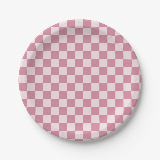 Dusty rose checkerboard pattern pappteller (Vorderseite)