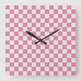 Dusty rose checkerboard pattern quadratische wanduhr