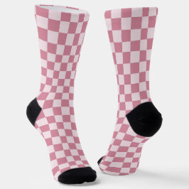Dusty rose checkerboard pattern socken