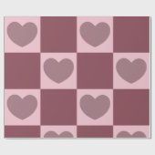Dusty Rose Checkered Hearts Geschenkpapier (Flach)