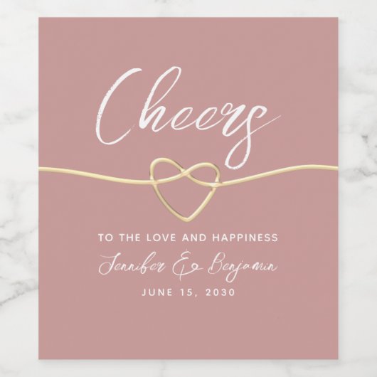 Dusty Rose Cheers Wedding Weinetikett (Einzelnes Label)