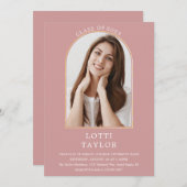 Dusty Rose Chic Gold Arch Foto Graduation Party I Einladung (Vorne/Hinten)