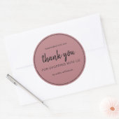 Dusty Rose Chic Script Thank You For Shopping Runder Aufkleber (Umschlag)