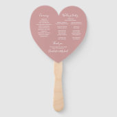 Dusty Rose Chic Wedding Program Heart Hand Fan Fächer (Rückseite)