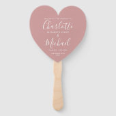 Dusty Rose Chic Wedding Program Heart Hand Fan Fächer (Vorderseite)