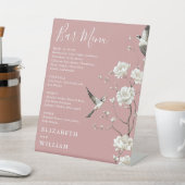 Dusty Rose Chinoiserie Blumenkost Hochzeitsfeier Sockelschild (In SItu)