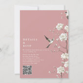 Dusty Rose Chinoiserie Floral QR Code Wedding Einladung (Rückseite)