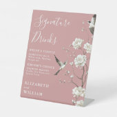 Dusty Rose Chinoiserie Signature Drinks Hochzeit Sockelschild (Vorderseite)