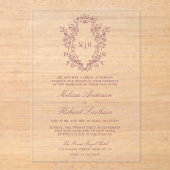 Dusty Rose Chinoiserie Wappen Monogram Wedding Acryleinladungen (Vorderseite)