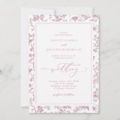 Dusty Rose Chinoiserie Wedding Einladung (Vorderseite)