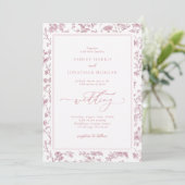 Dusty Rose Chinoiserie Wedding Einladung (Stehend Vorderseite)