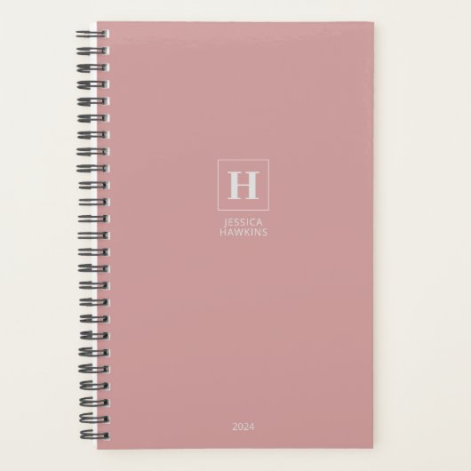 Dusty Rose Classic Monogram Personal Weekly Planer (Vorderseite)