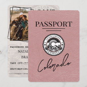 Dusty Rose Colorado Passport Save the Date