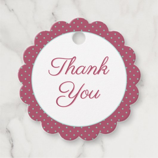 Dusty Rose Confetti Polka Vielen Dank Geschenkanhänger (Vorderseite)