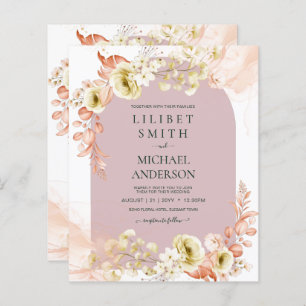Dusty Rose Coral Boho Floral Wedding Einladungen
