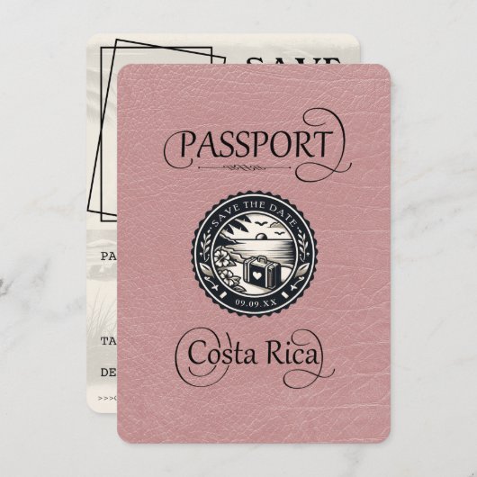 Dusty Rose Costa Rica Pass Save The Date (Vorne/Hinten)