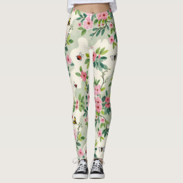 Dusty Rose Cream Butterflies Bienen Camouflage Leggings