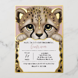 Dusty Rose Cub Baby Shower Folieneinladung