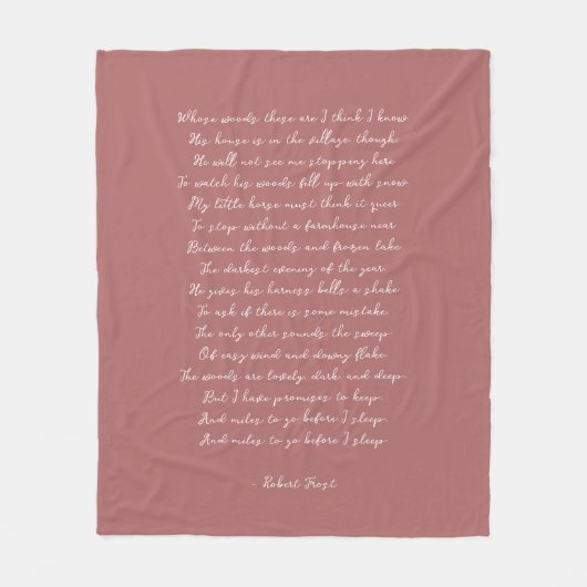 Dusty Rose Custom Poem Song Lyric Quote Fleecedecke (Vorderseite)