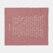 Dusty Rose Custom Poem Song Lyric Quote Fleecedecke (Vorderseite (Horizontal))