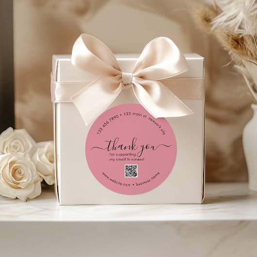 Dusty Rose Custom Vielen Dank Stickers mit QR-Code