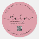 Dusty Rose Custom Vielen Dank Stickers mit QR-Code (Vorderseite)